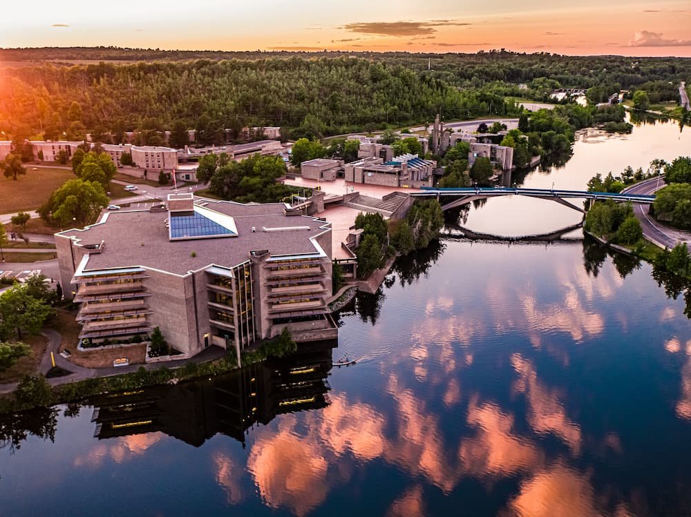 Trent University study area at sunset